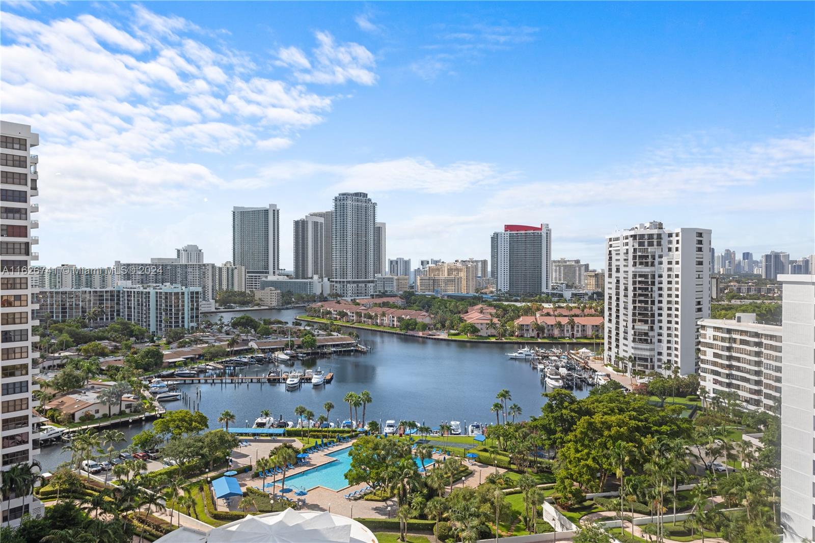 a view of a city with tall buildings