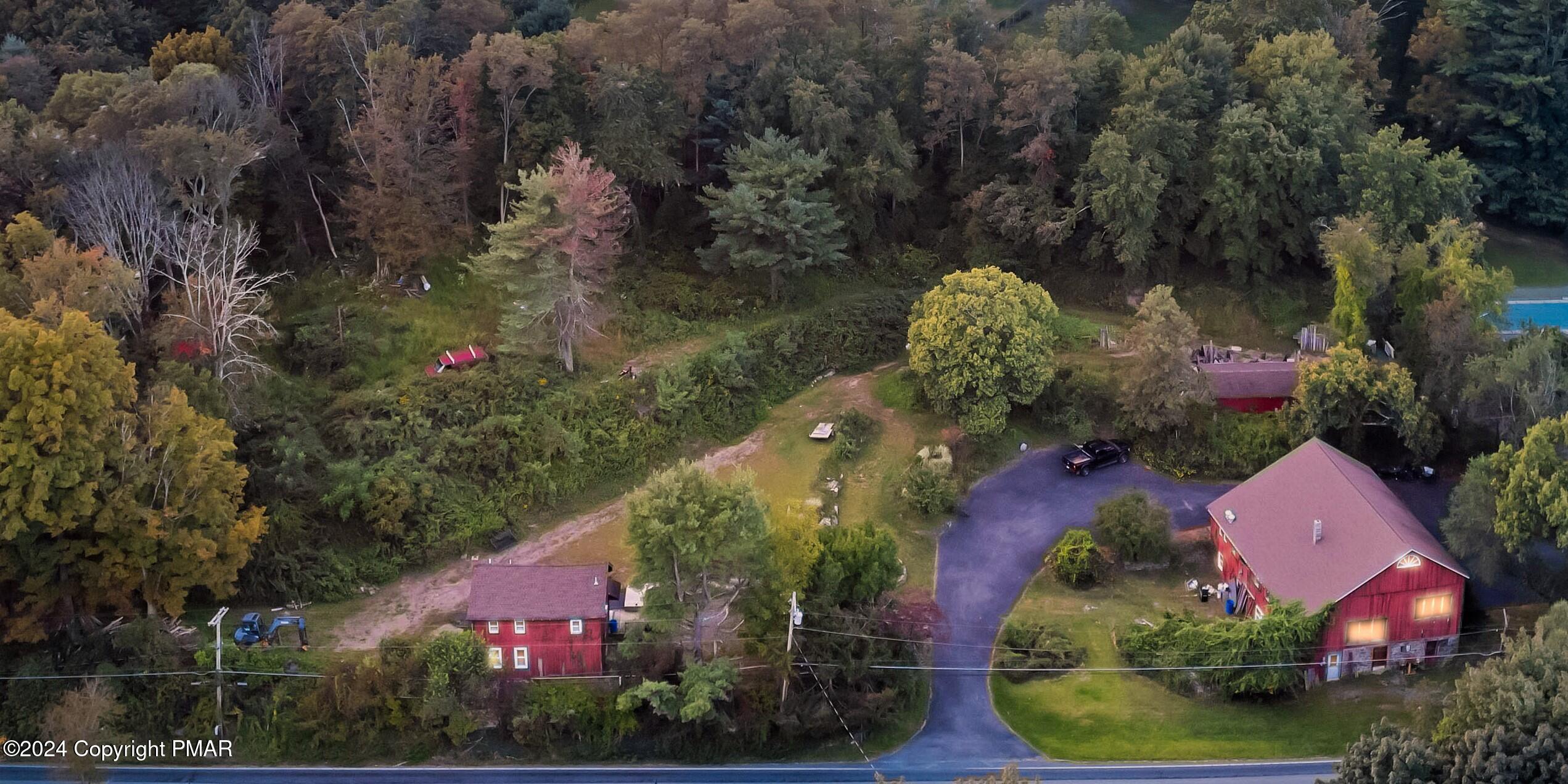 an aerial view of a house