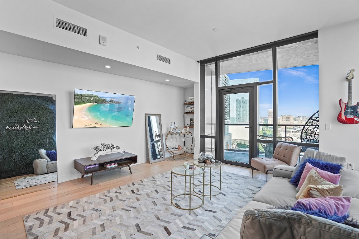 a living room with furniture and a couch