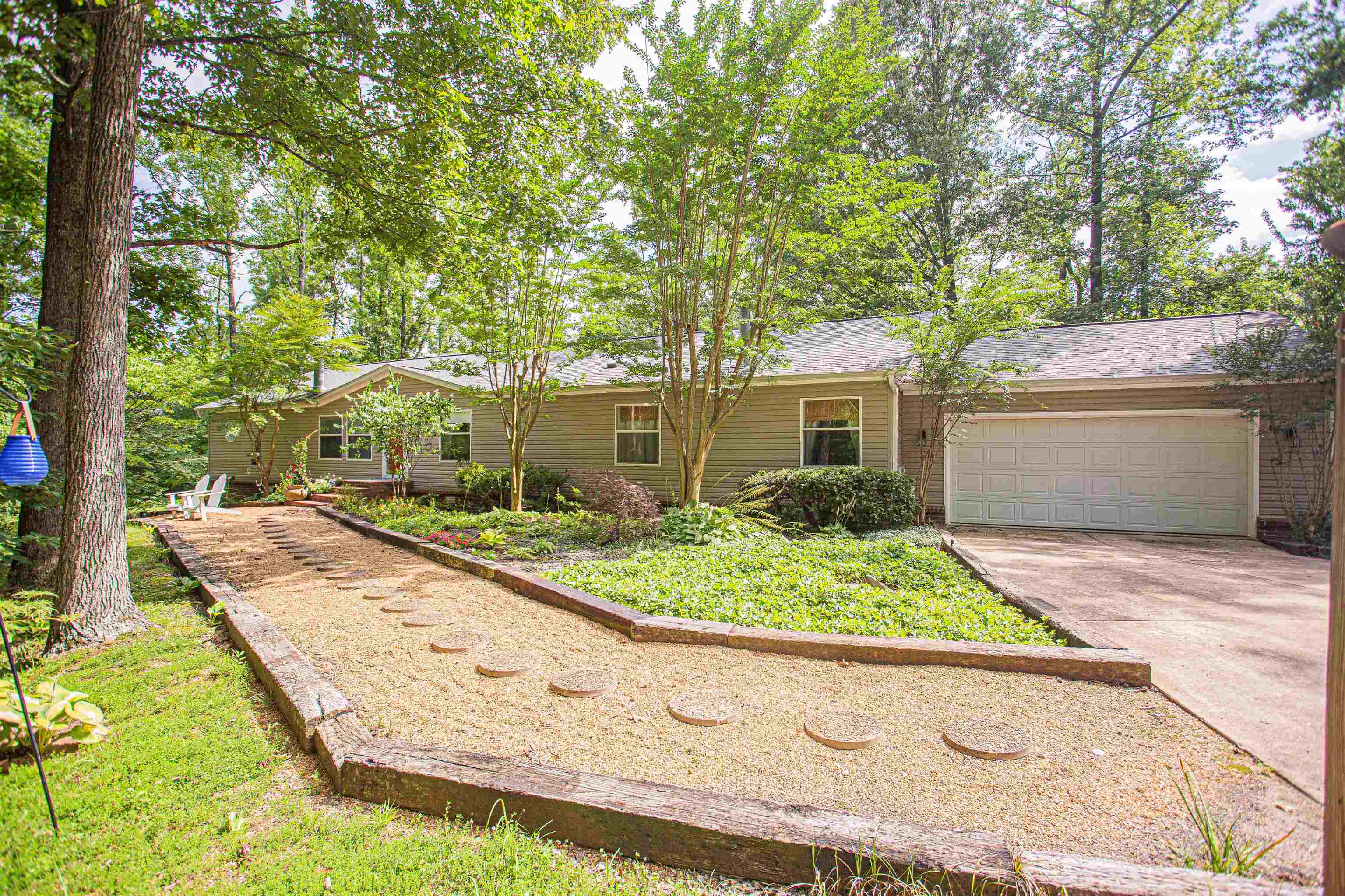 View of front of property with a garage