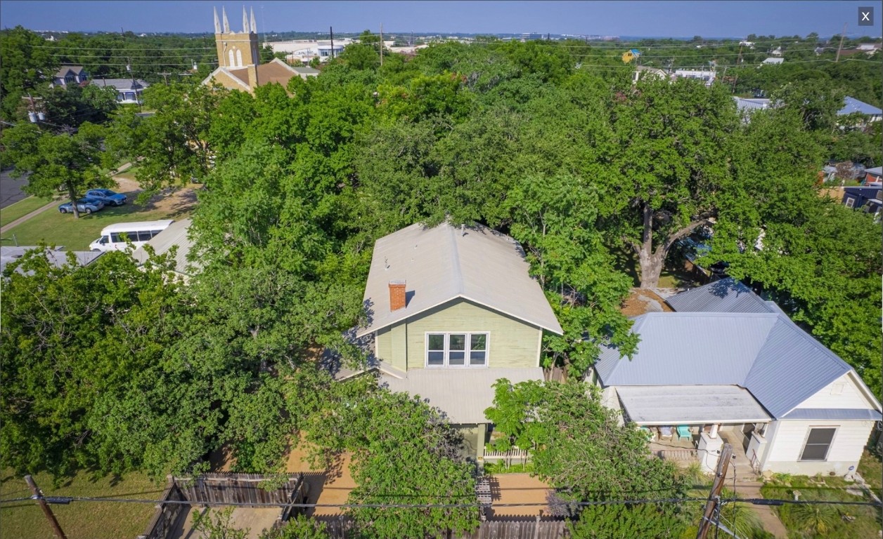 an aerial view of a house