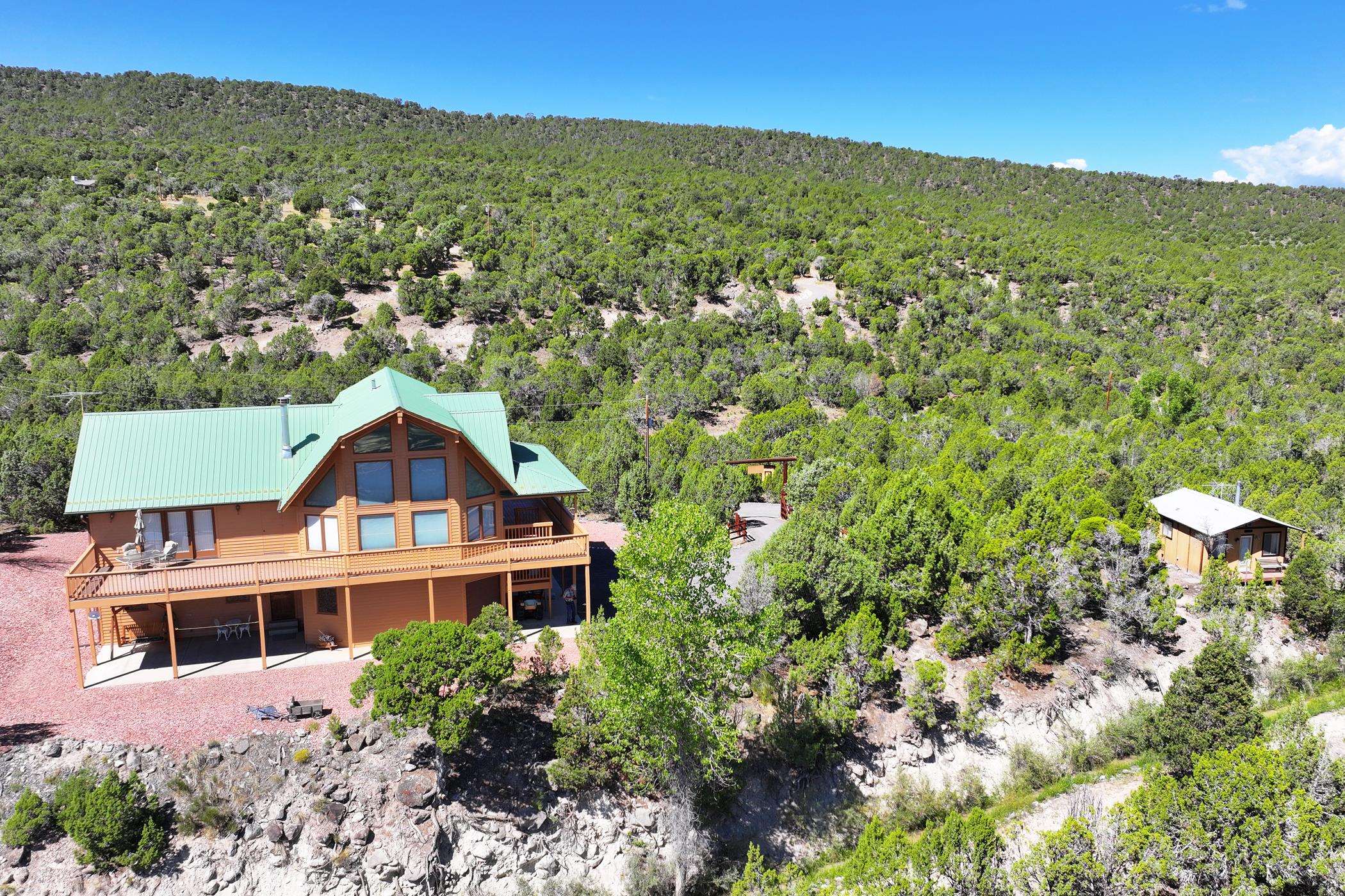 an aerial view of a house