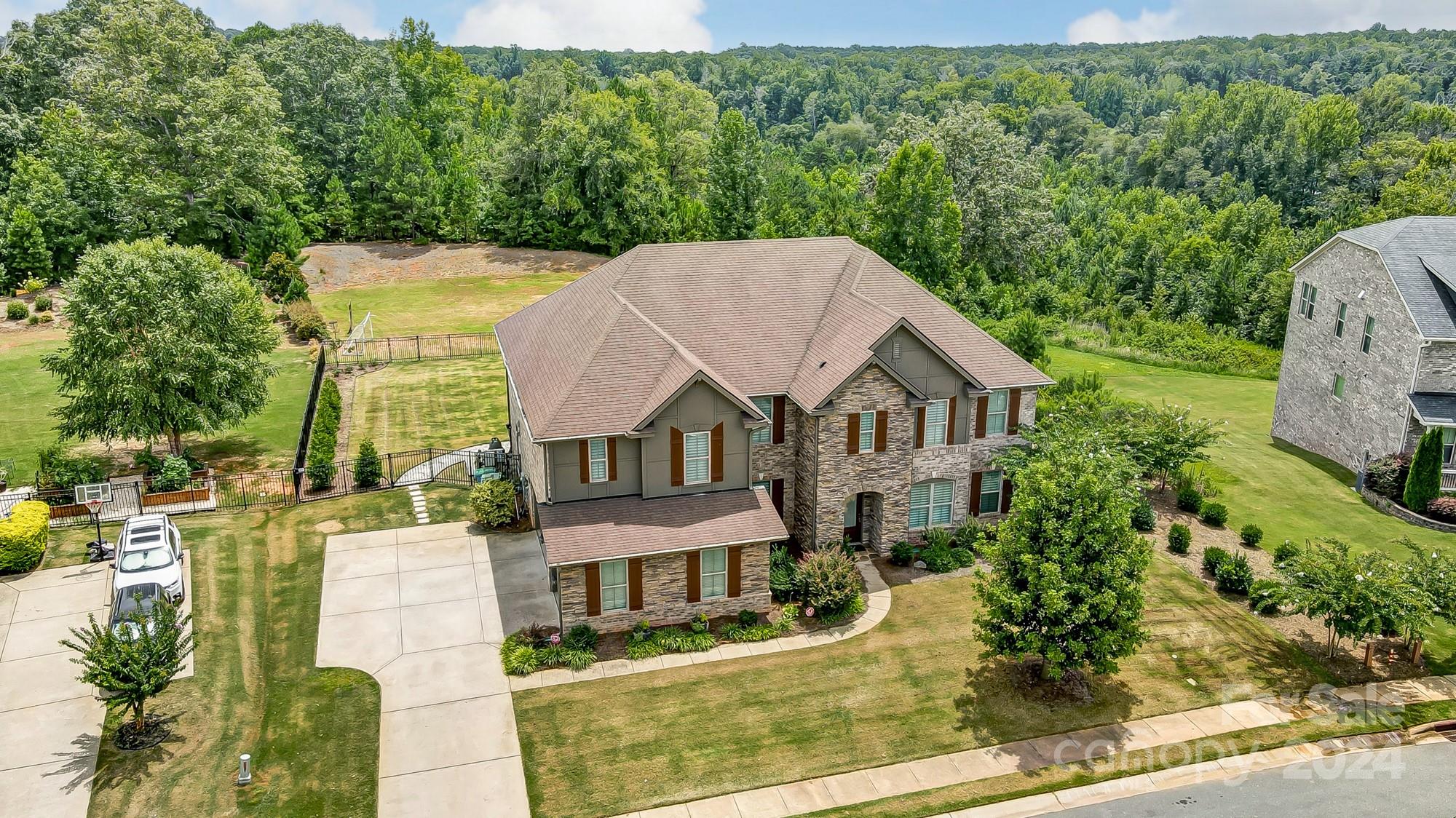 an aerial view of a house