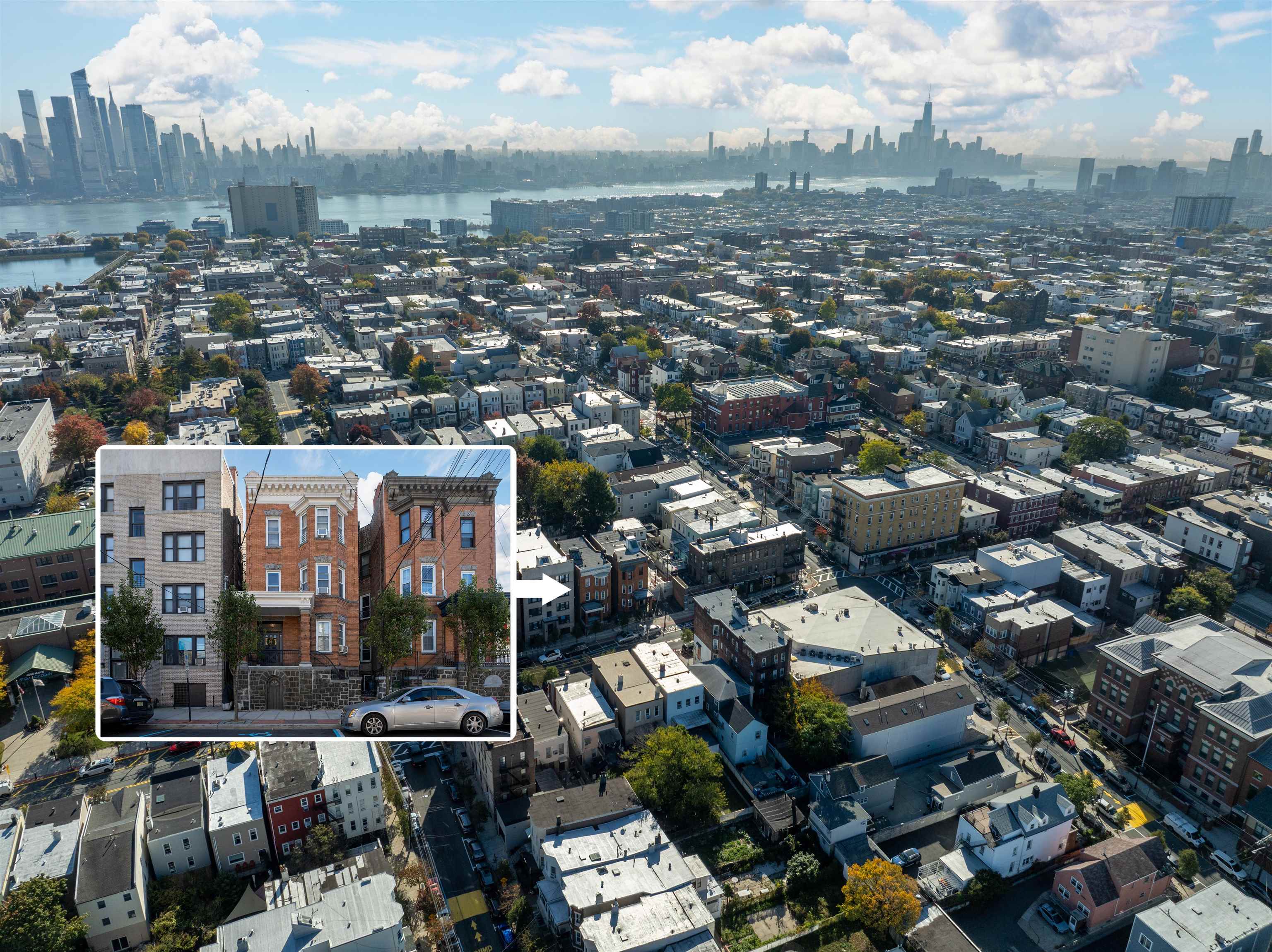 an aerial view of multiple house