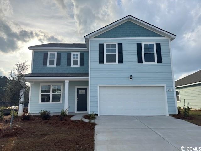 Front facade with a garage