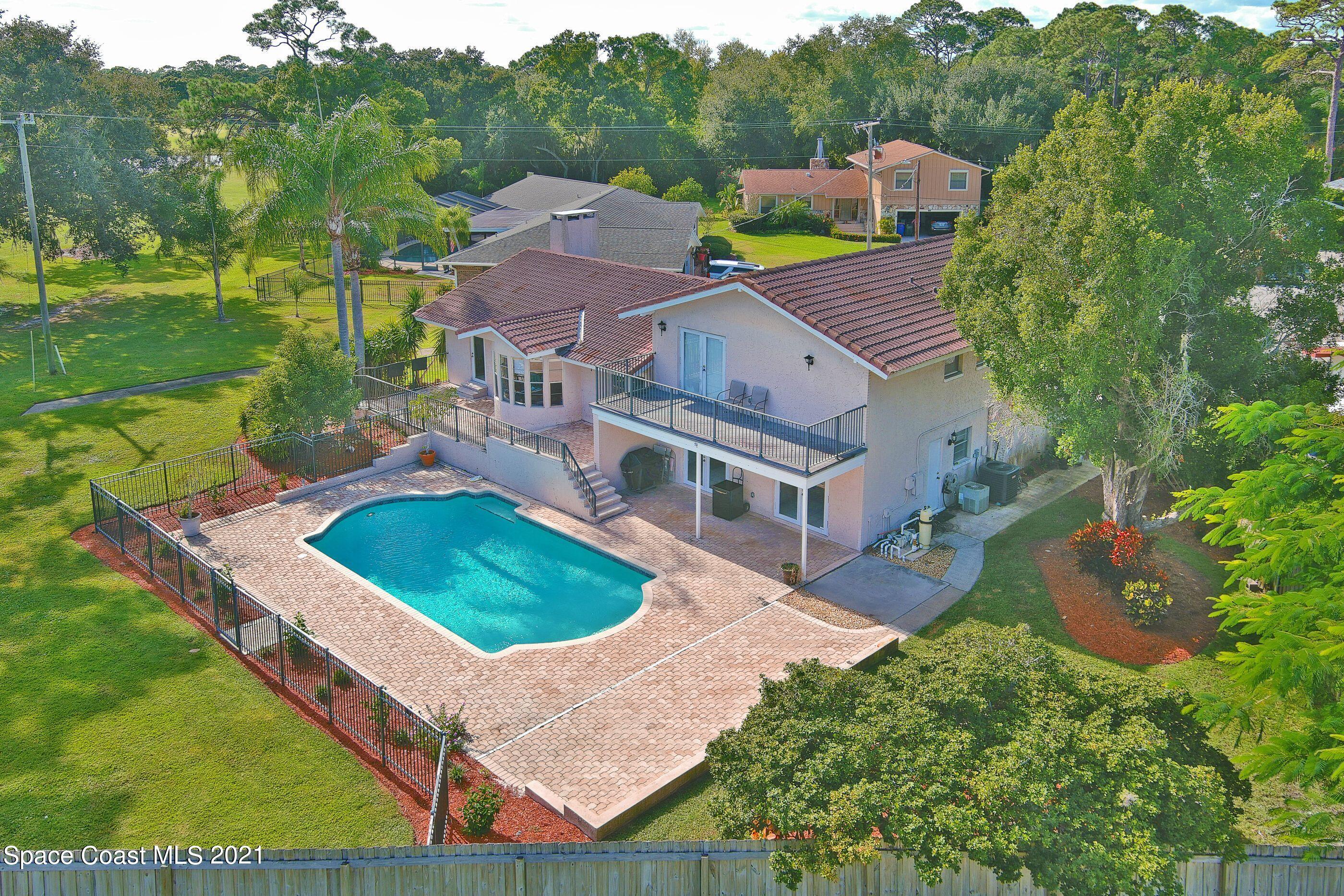 an aerial view of a house