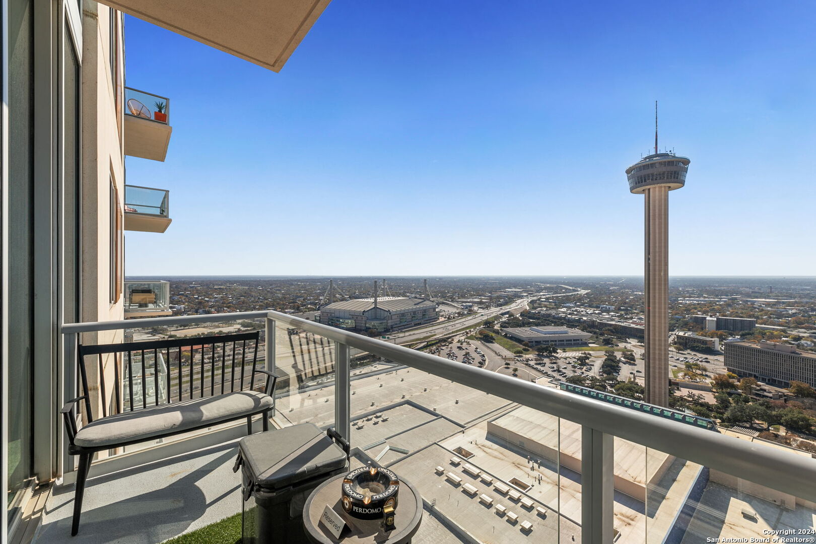 a view of city from a balcony