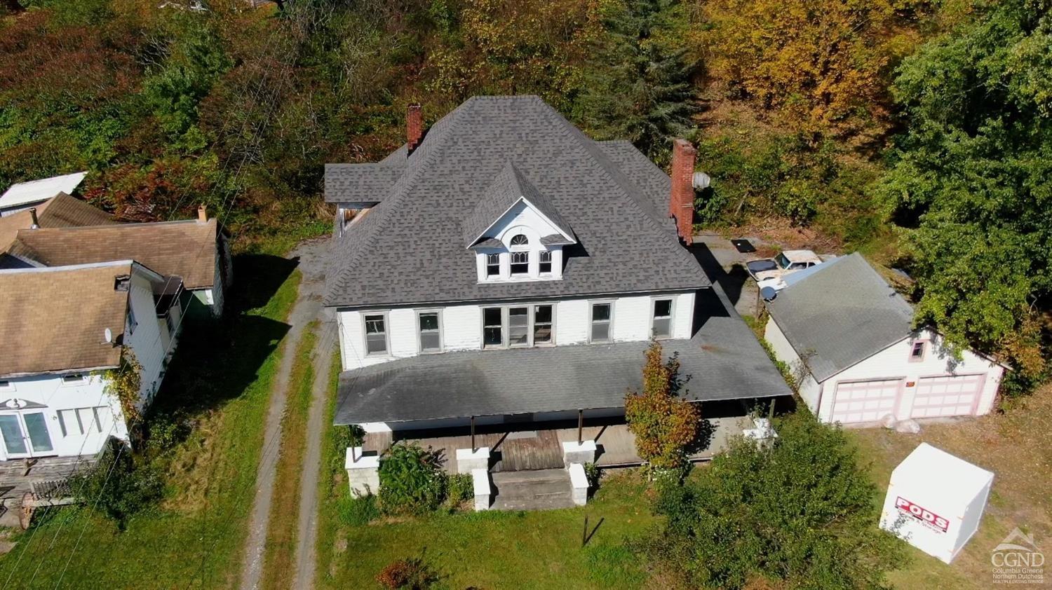 an aerial view of a house