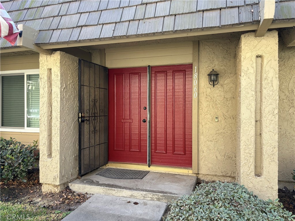 a view of a wooden door