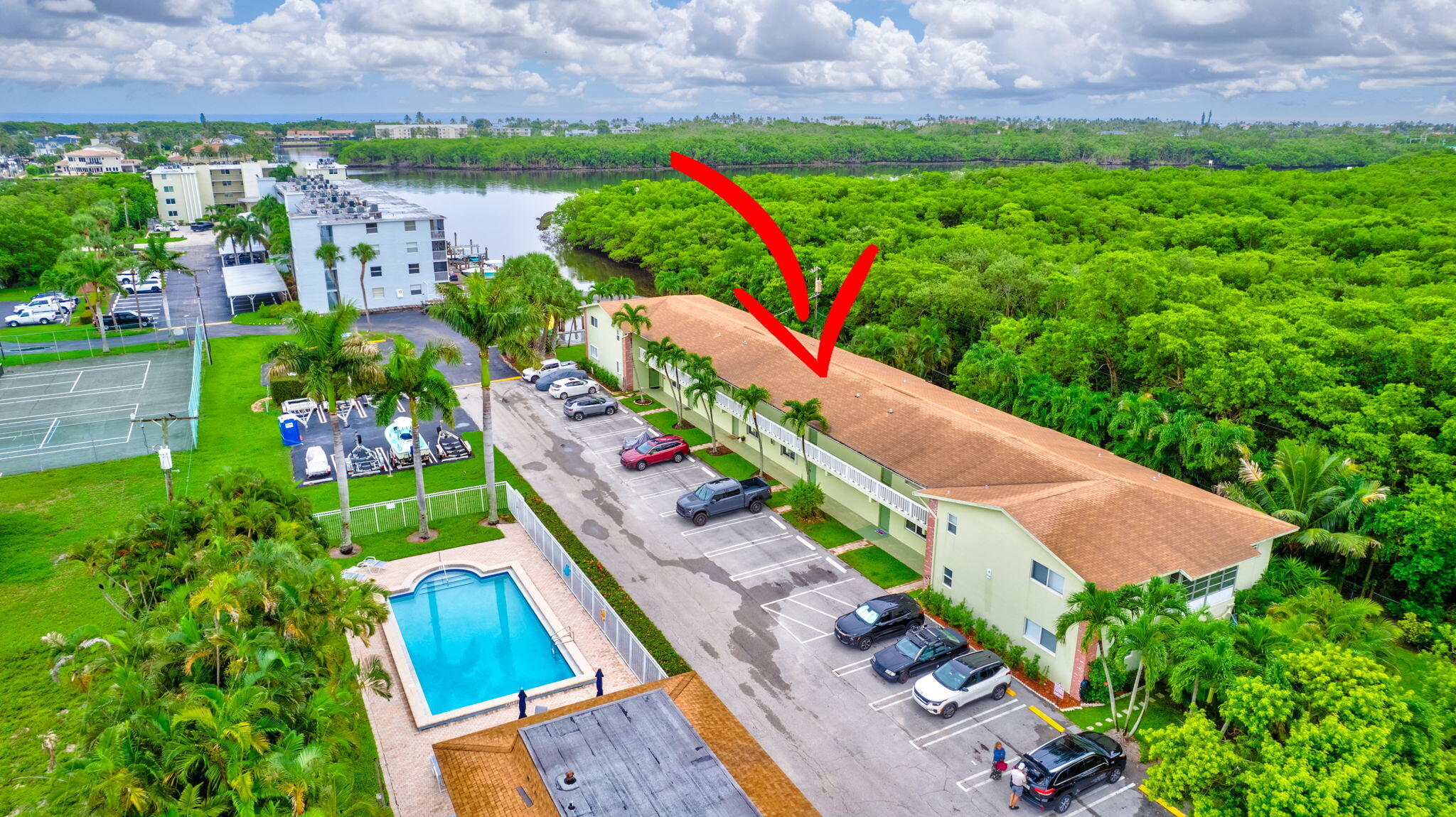 an aerial view of a house