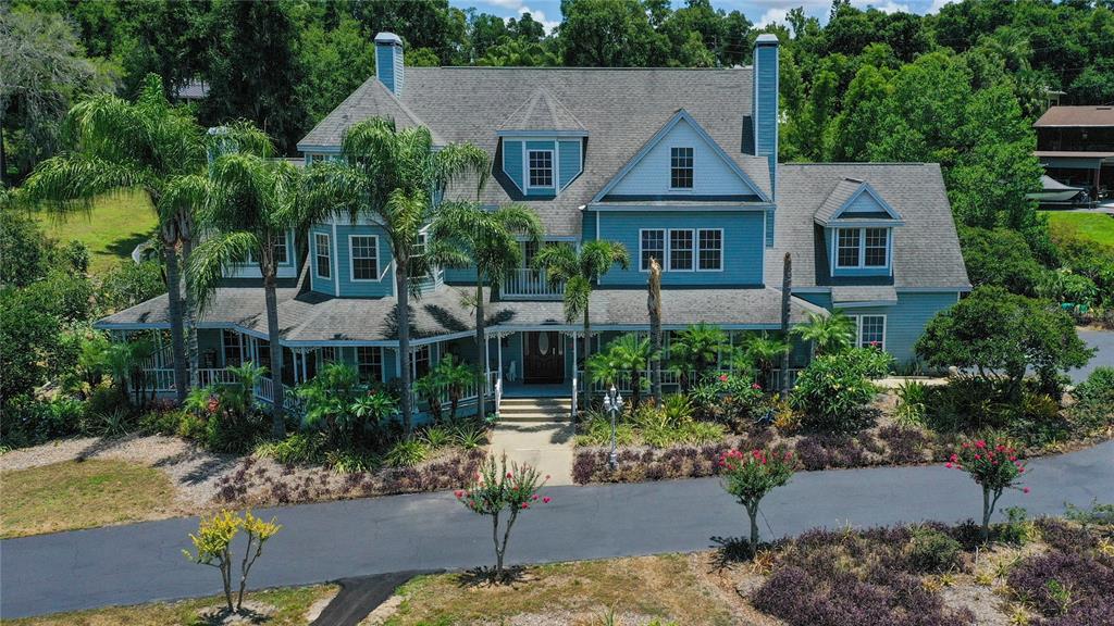 an aerial view of a house