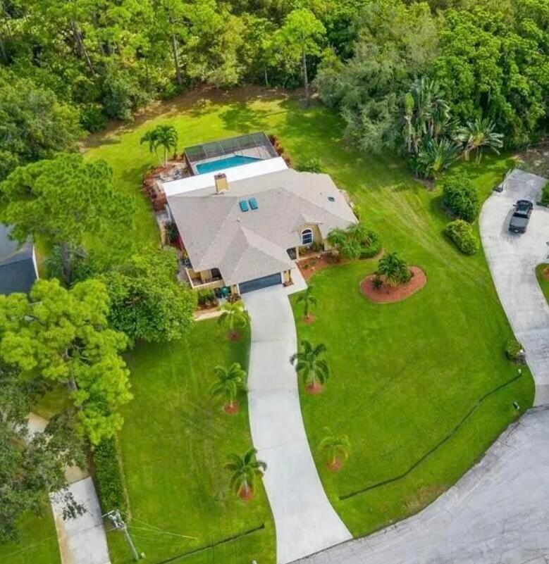 an aerial view of a house