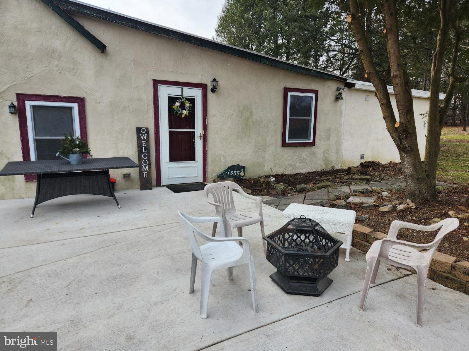 a view of outdoor seating space