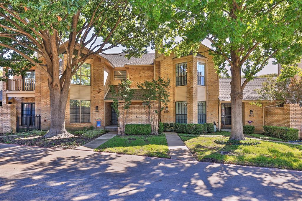 a view of a big yard next to a large tree