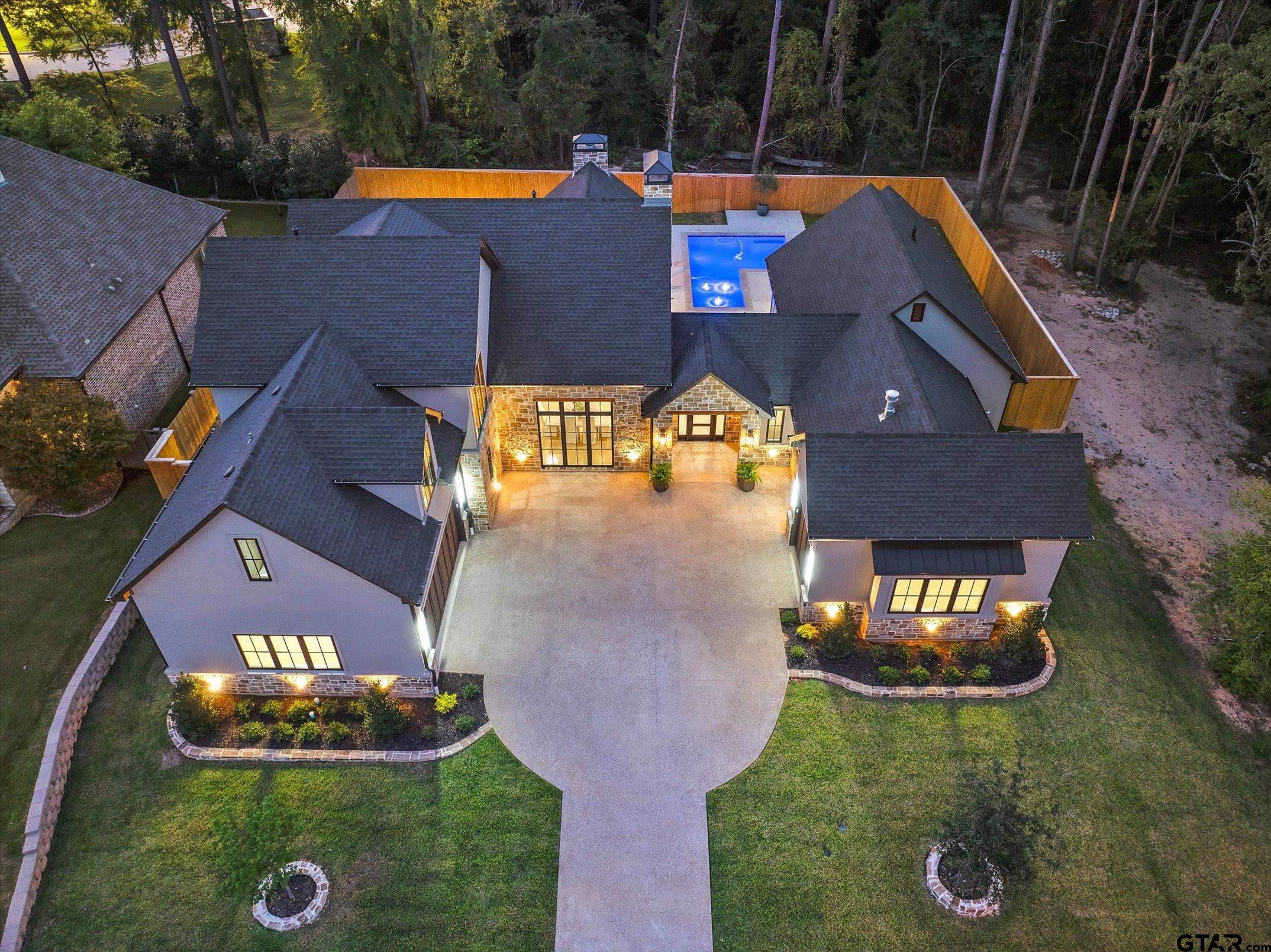 an aerial view of a house