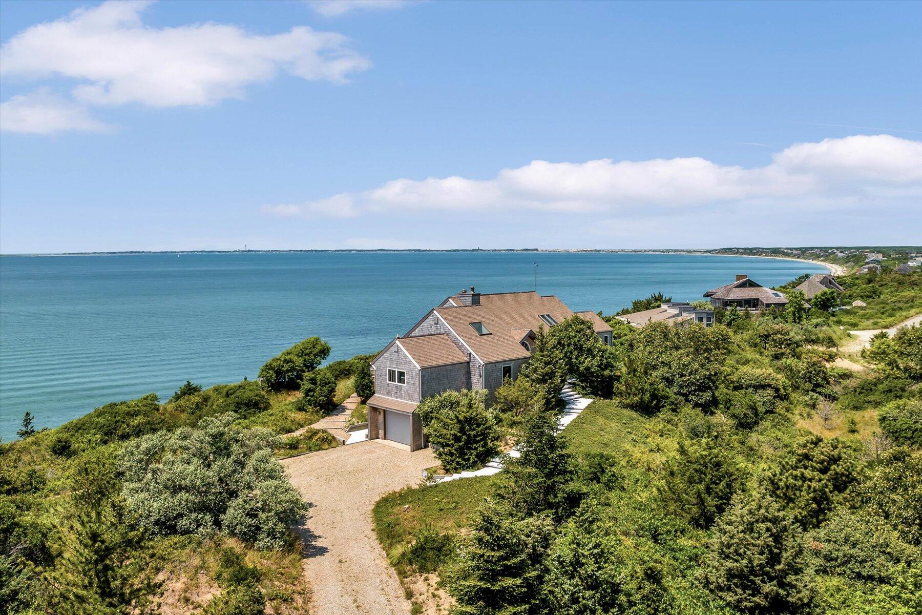 an aerial view of a house