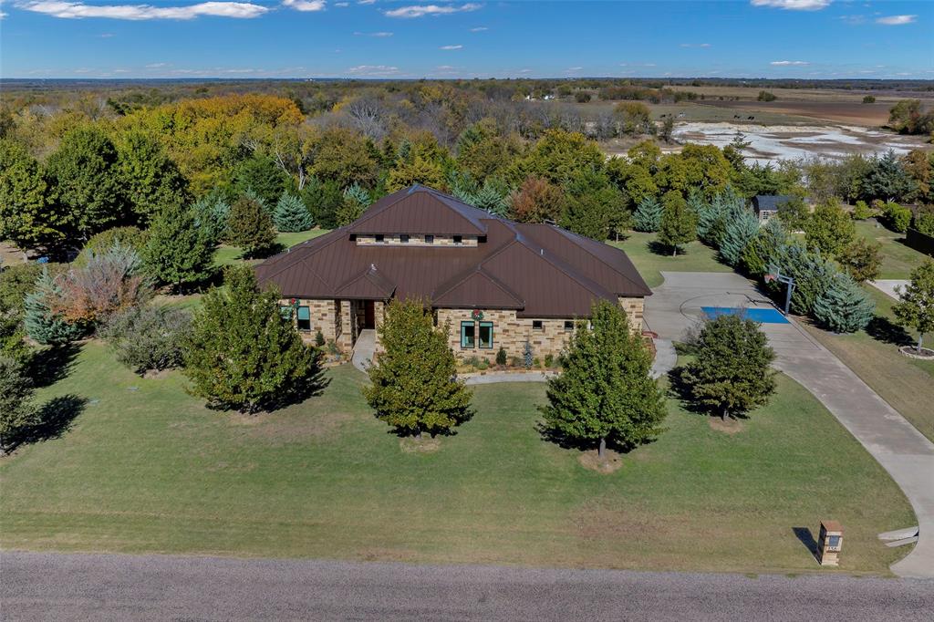 an aerial view of a house