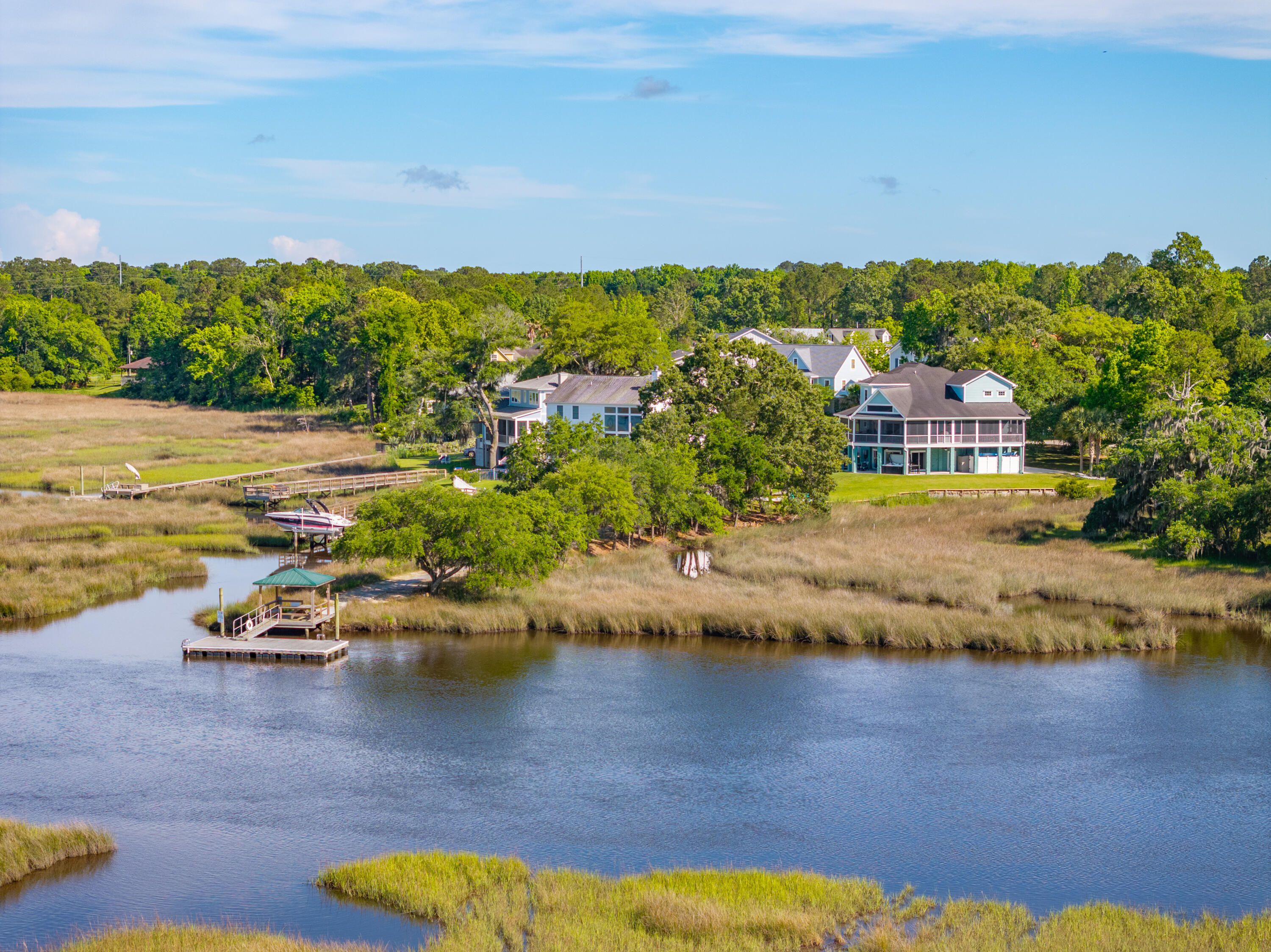 Aerial View from Creek to dock and home