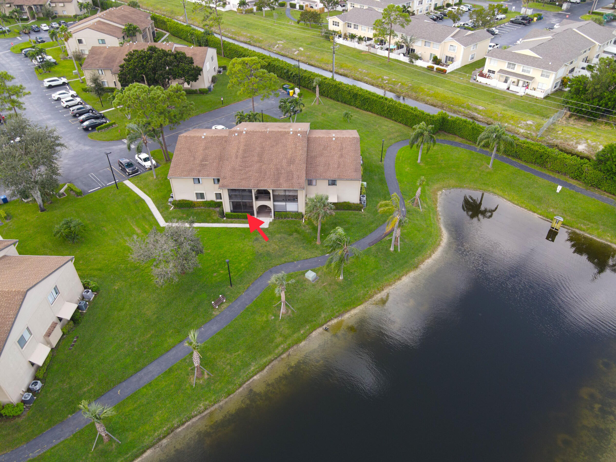 an aerial view of a house