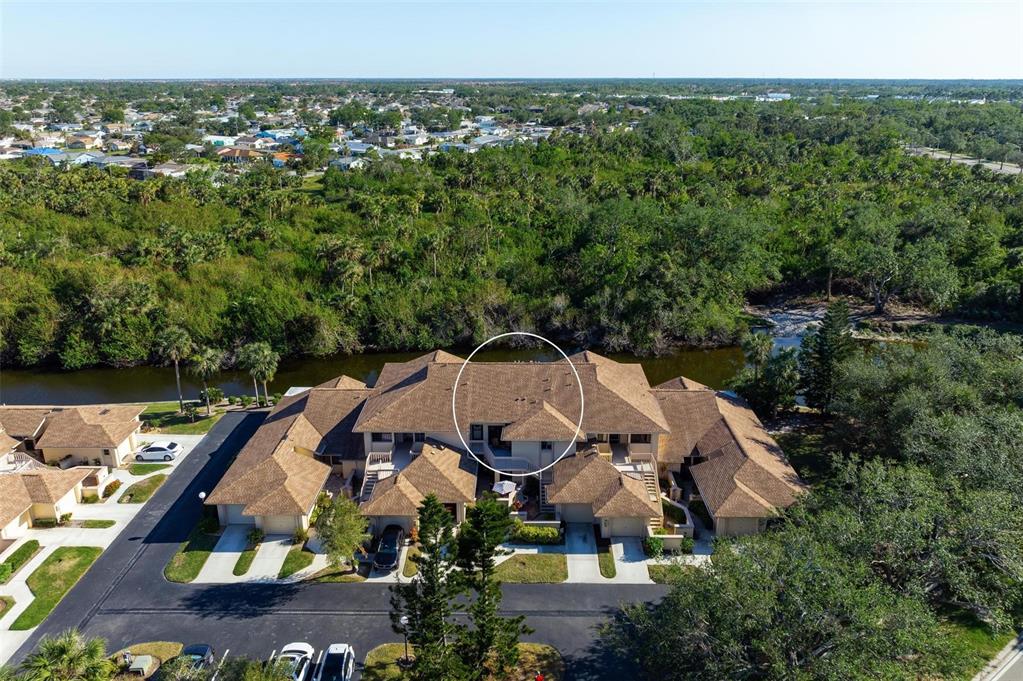 an aerial view of a house