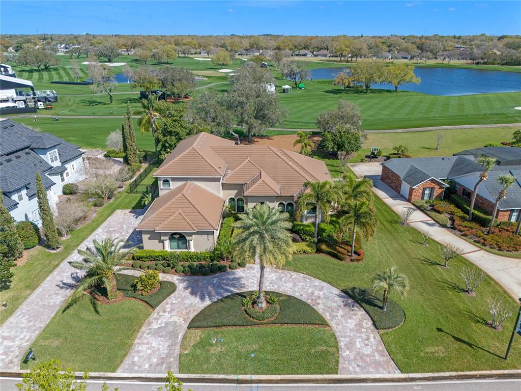 an aerial view of a house