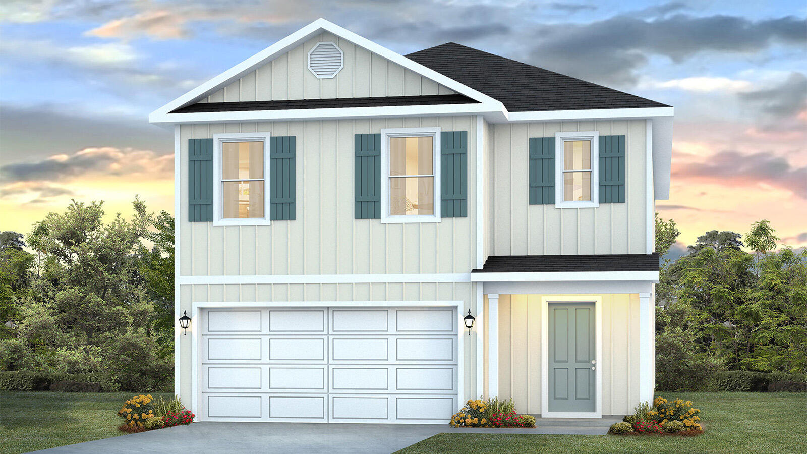 a front view of a house with a yard