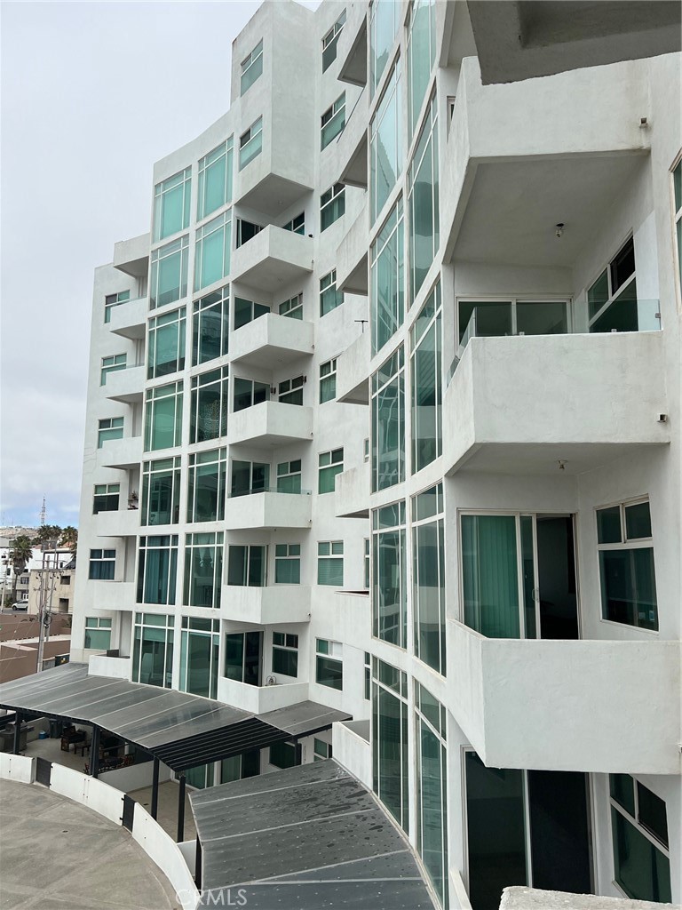 a view of a building with a window