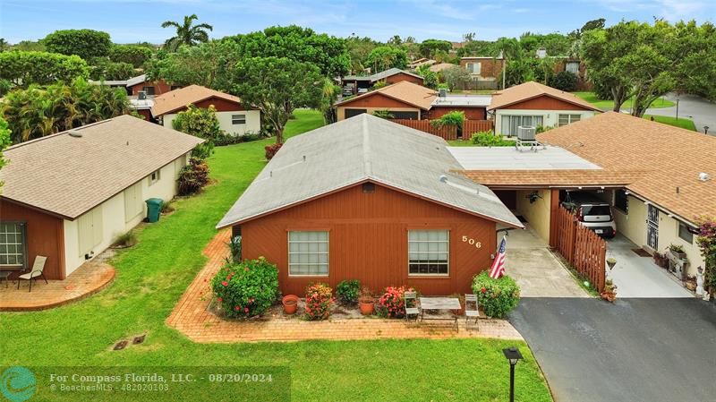 an aerial view of a house