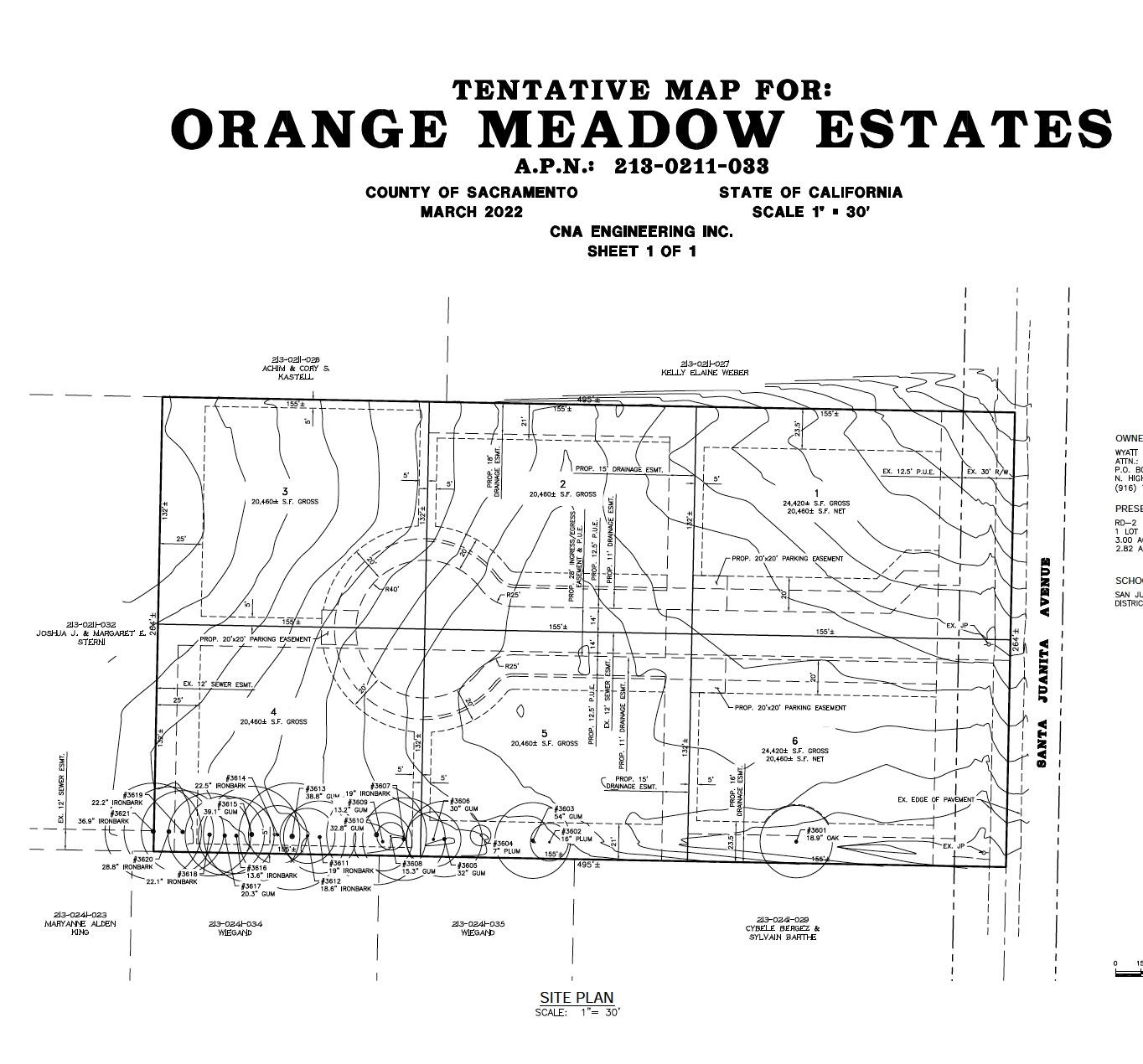 Tentative Map for a 6 lot split