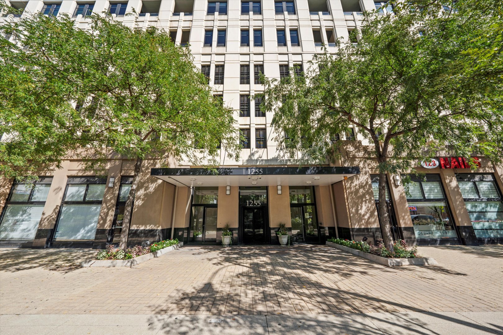 a view of a building with a outdoor space