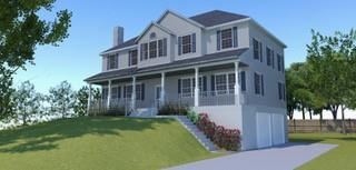 View of front of property with a garage and a front yard