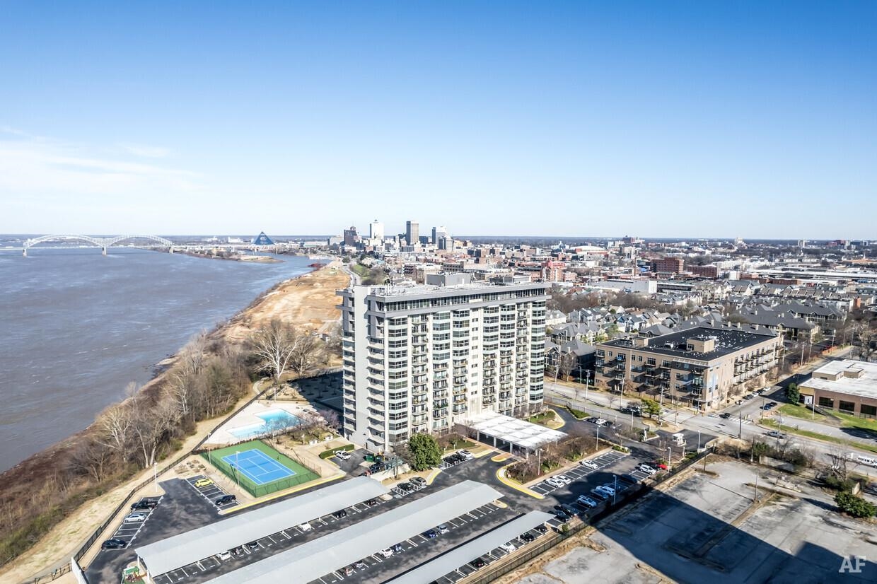 an aerial view of a city