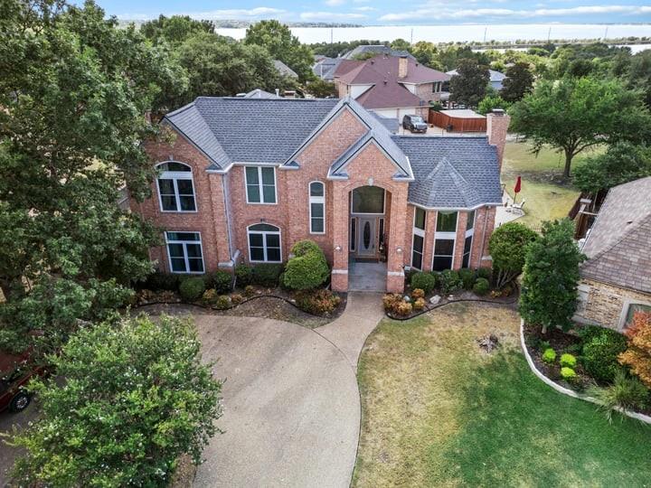 an aerial view of a house