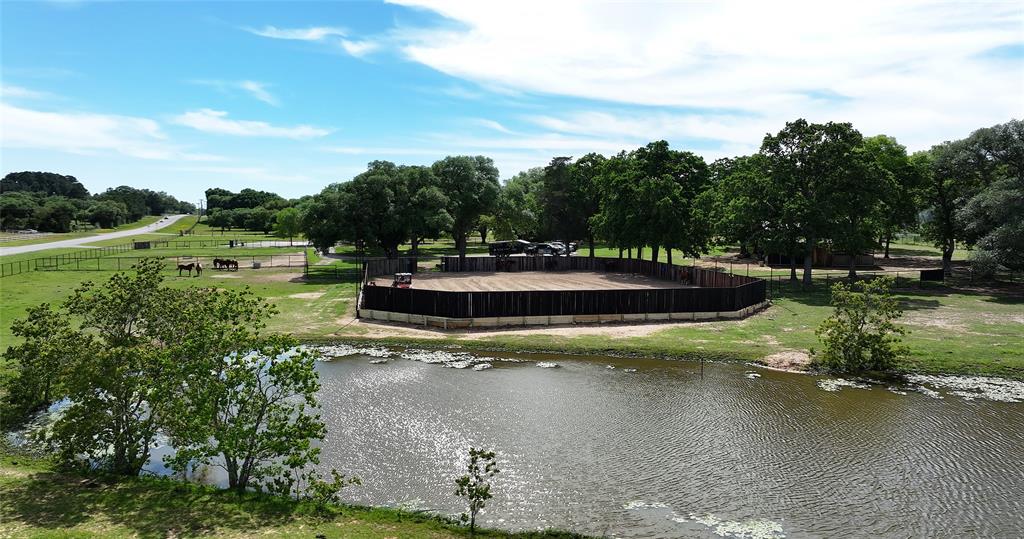 a view of a lake with outdoor space