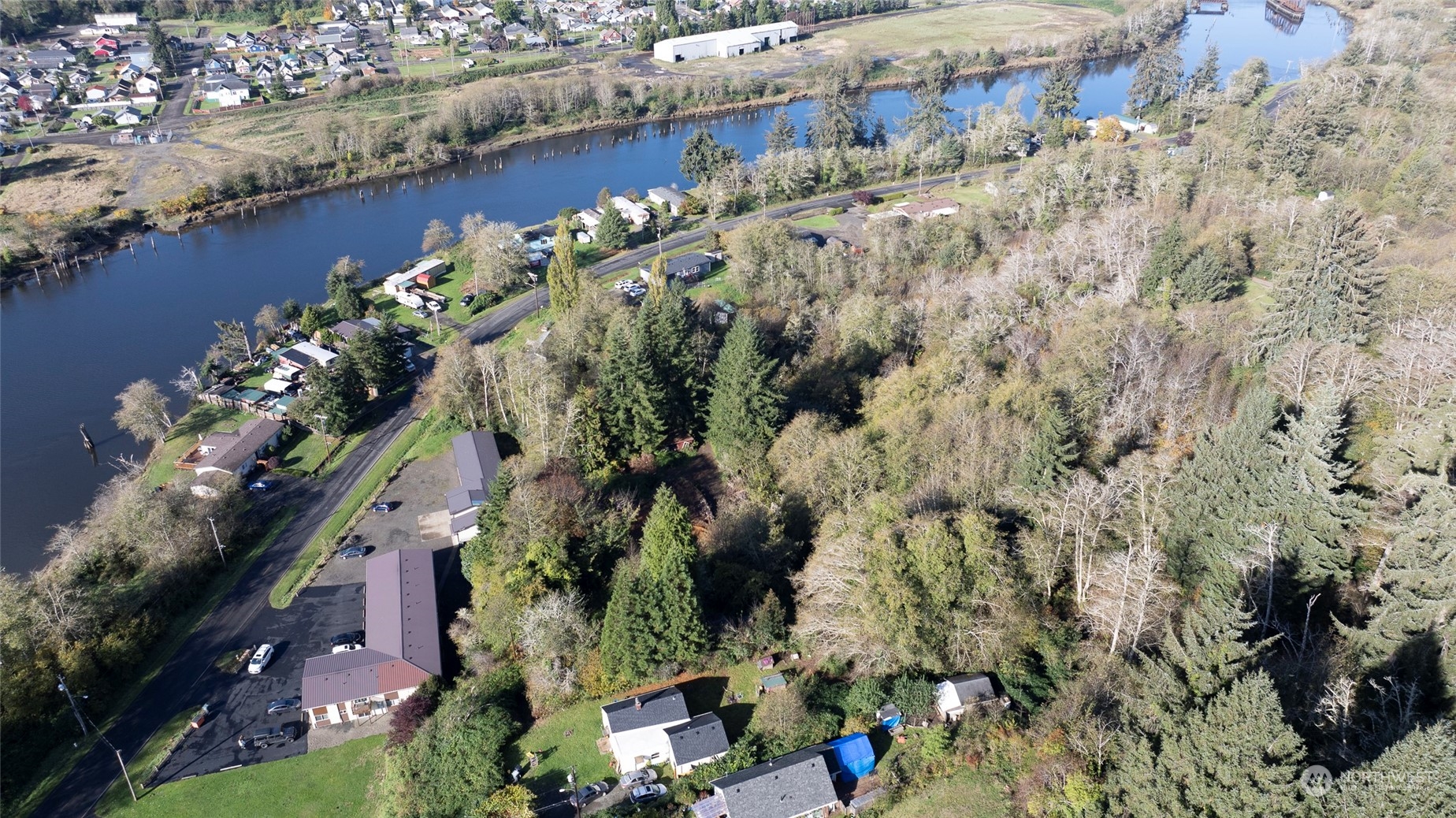 an aerial view of a house