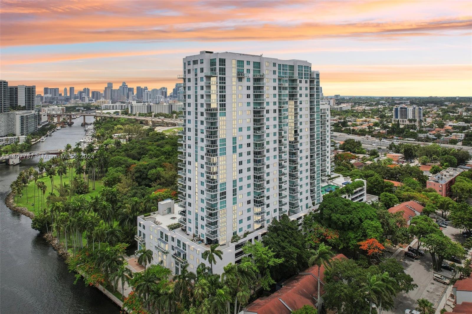 a view of a city with tall buildings