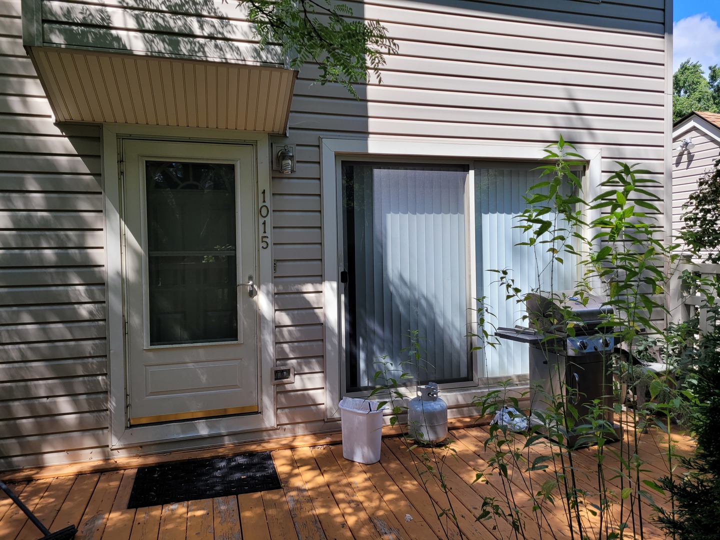 a view of a porch with chairs