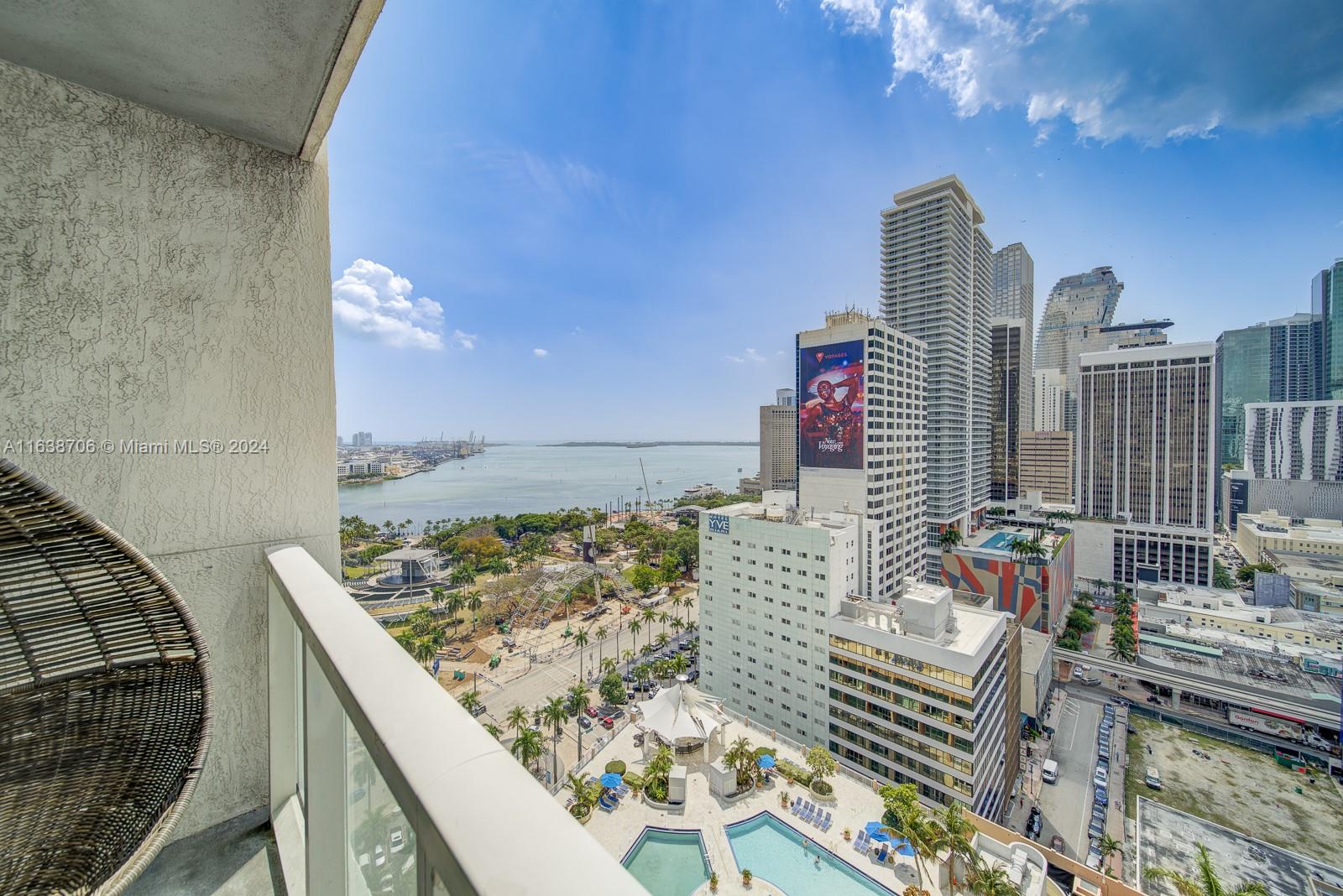 a balcony with city view