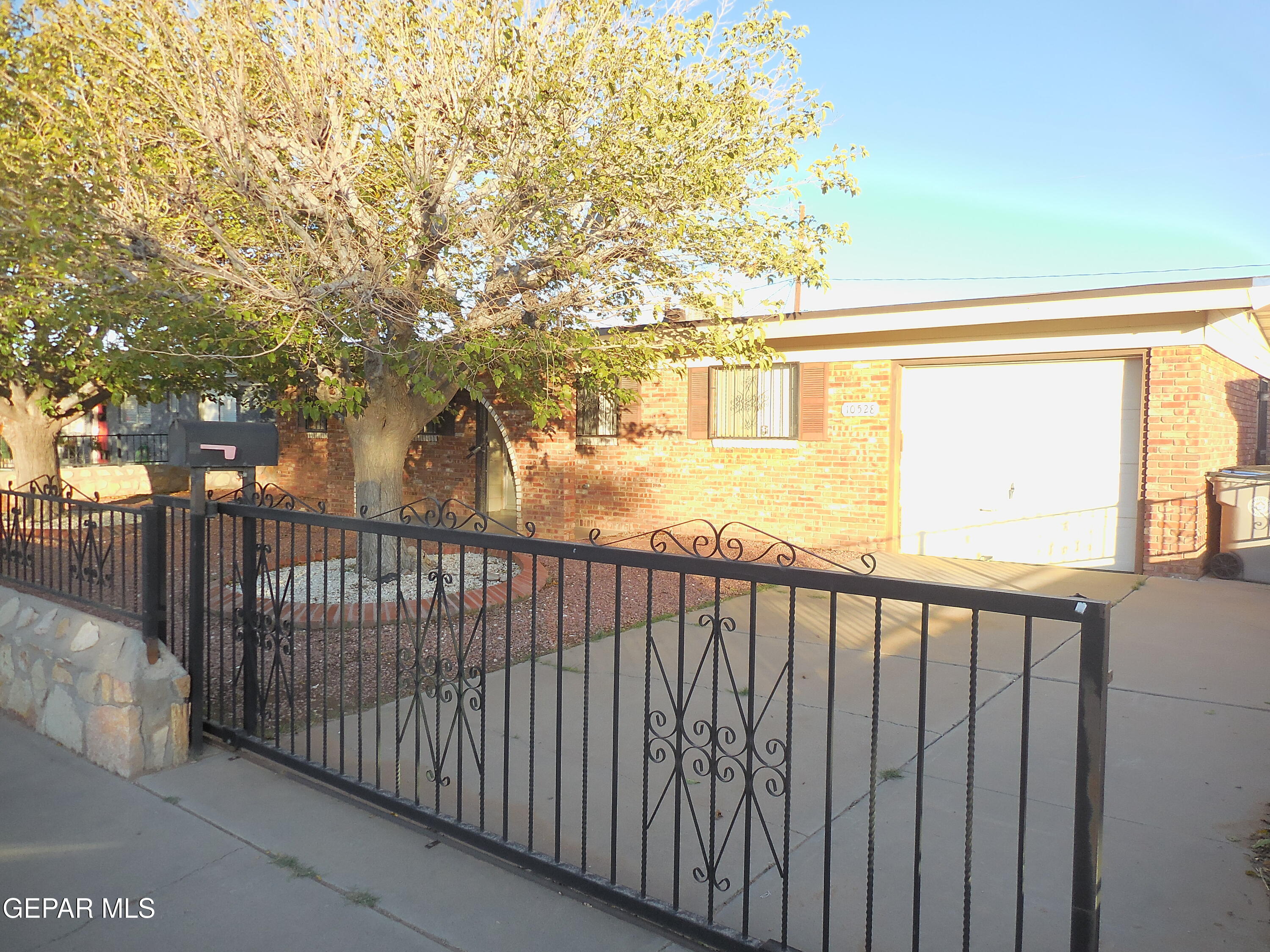 a view of a black gate