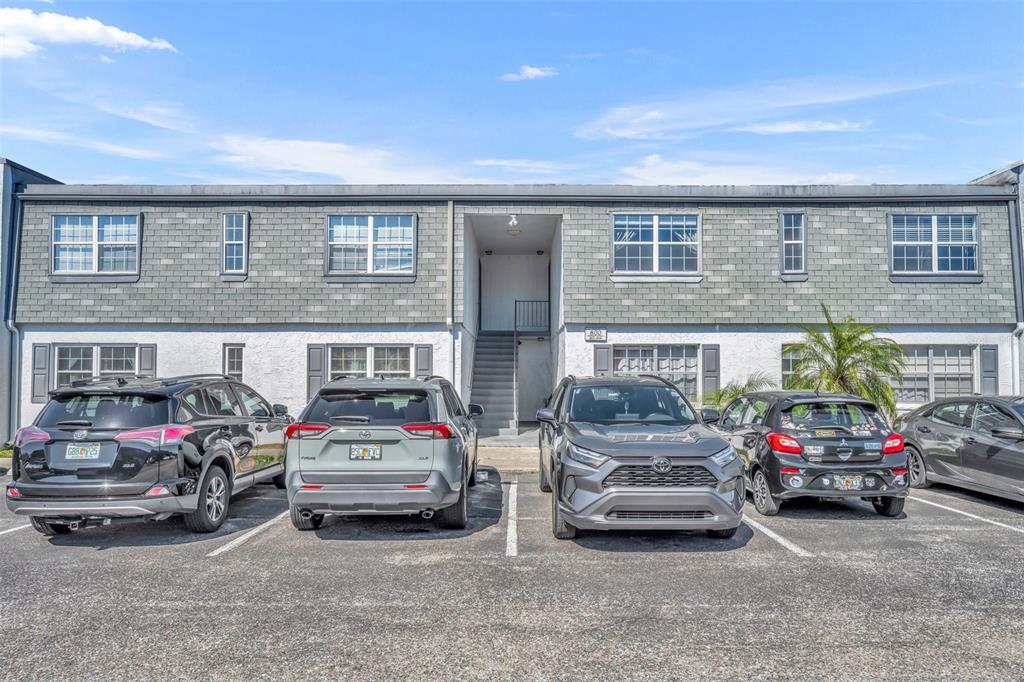 a car parked in front of a building