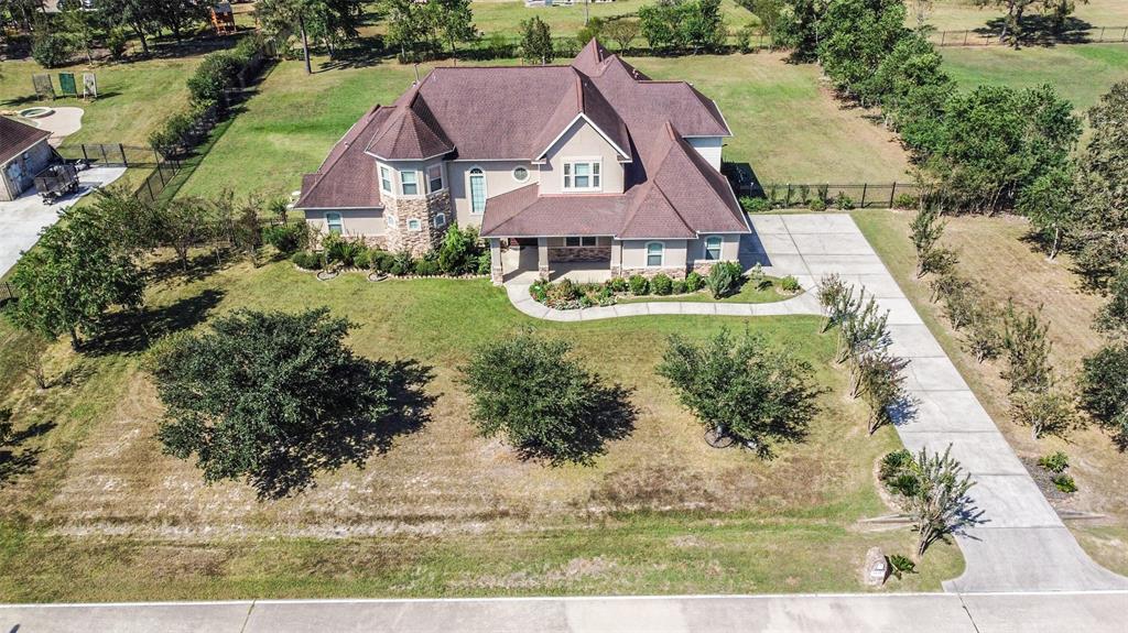 an aerial view of a house