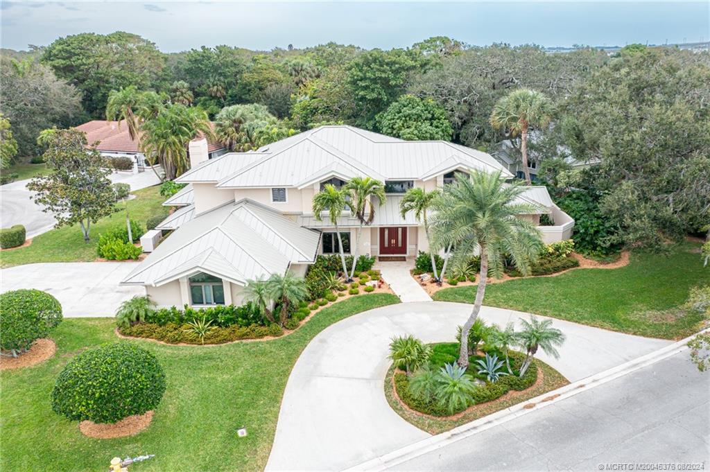 an aerial view of a house