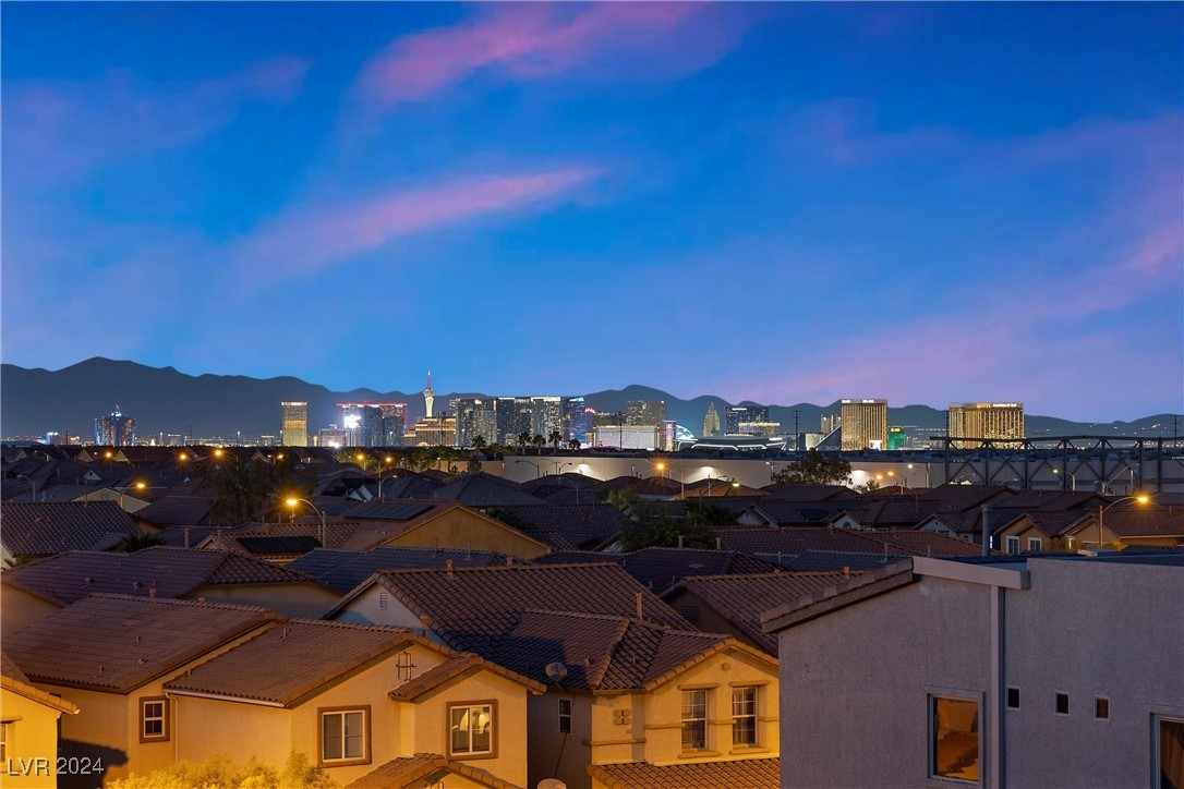 Twilight view of fabulous Las Vegas Strip from roo