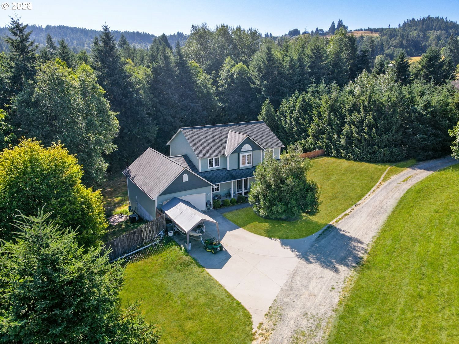 an aerial view of a house