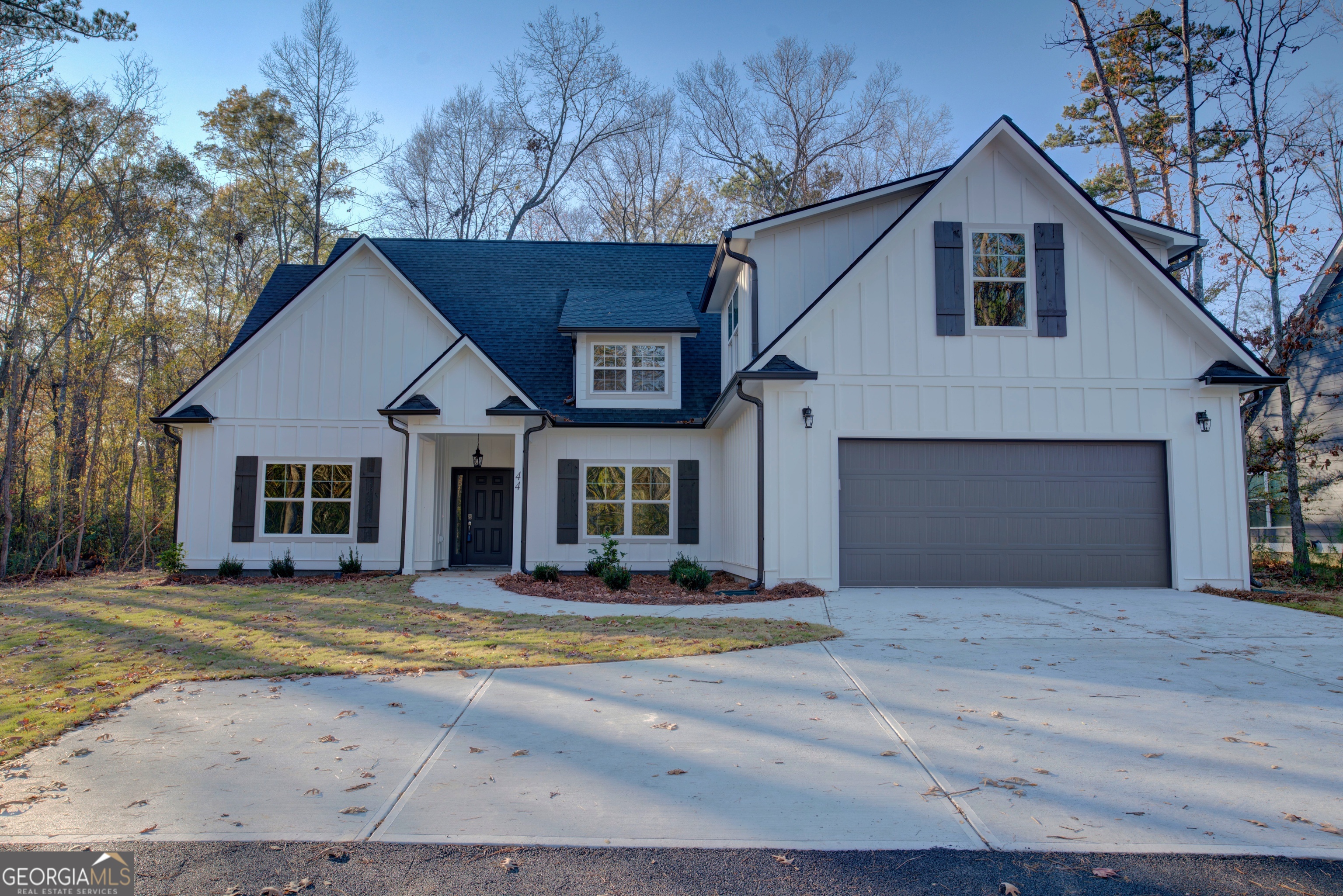 a front view of a house with entertaining space