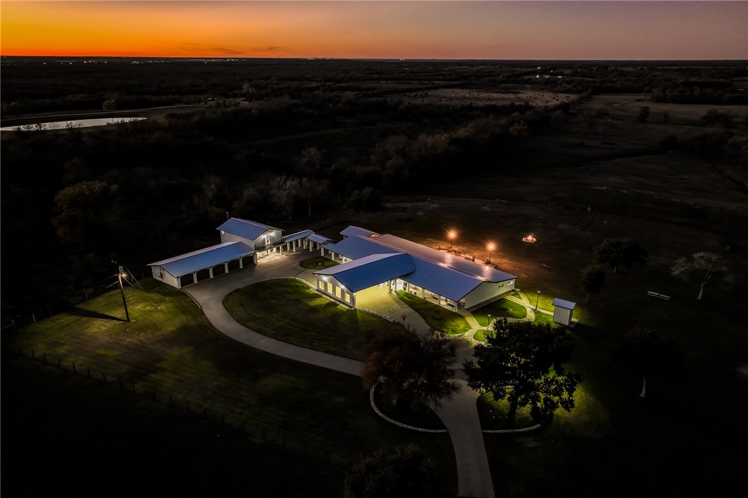 View of aerial view at dusk