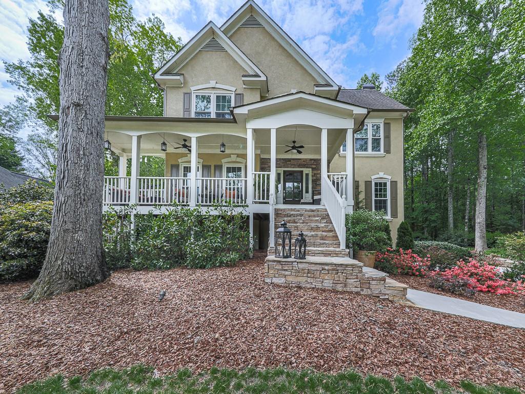 front view of a house with a yard