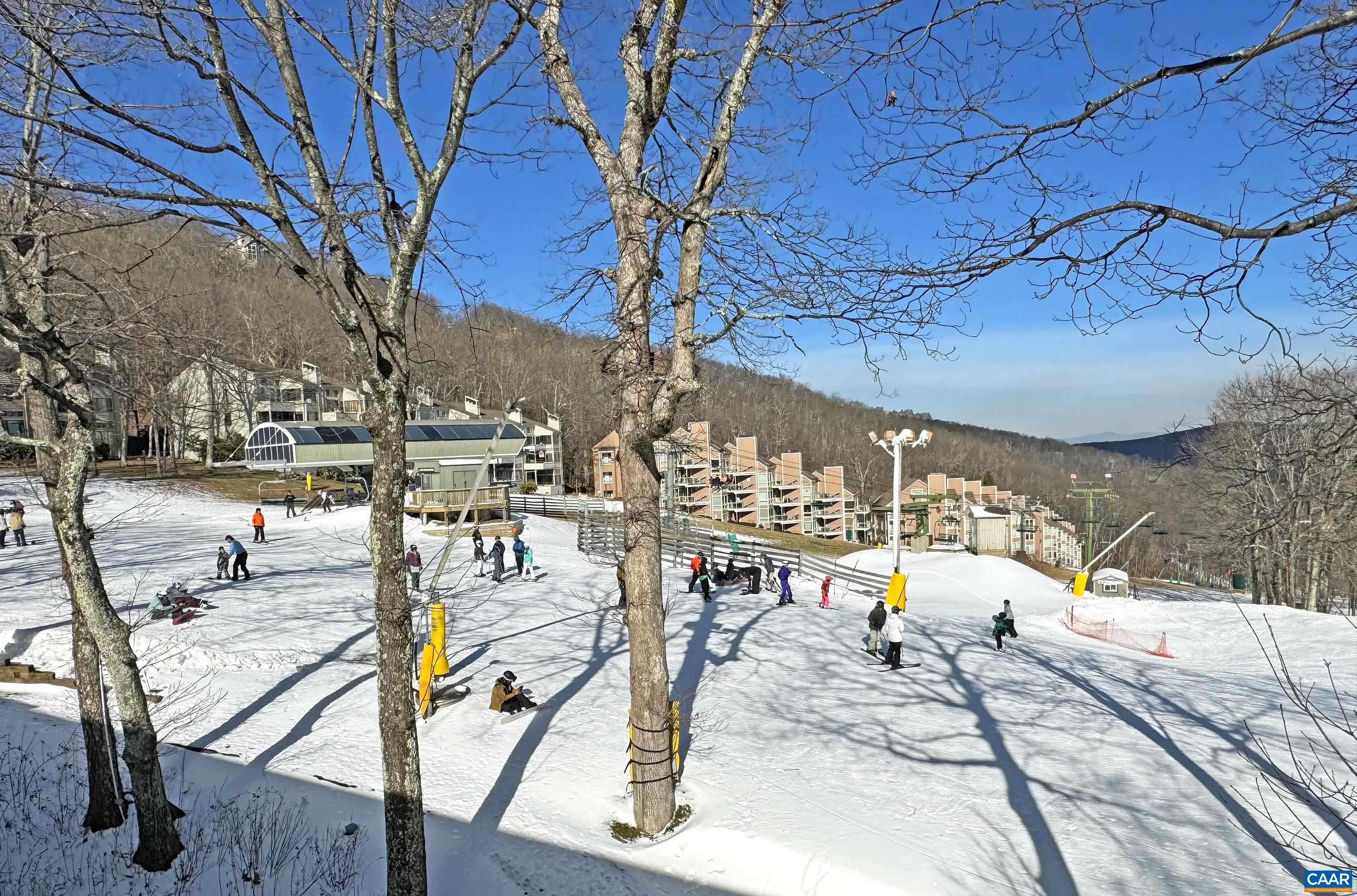 Top floor, end unit condo overlooking the ski slopes and the Blue Ridge Mountains