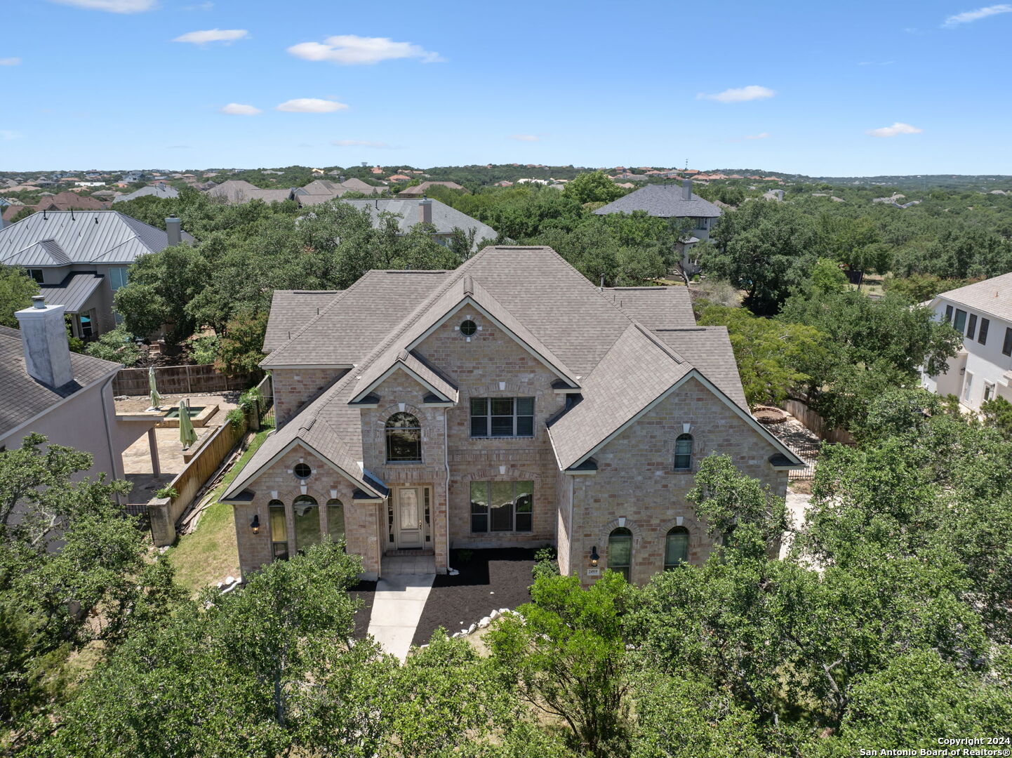 an aerial view of a house