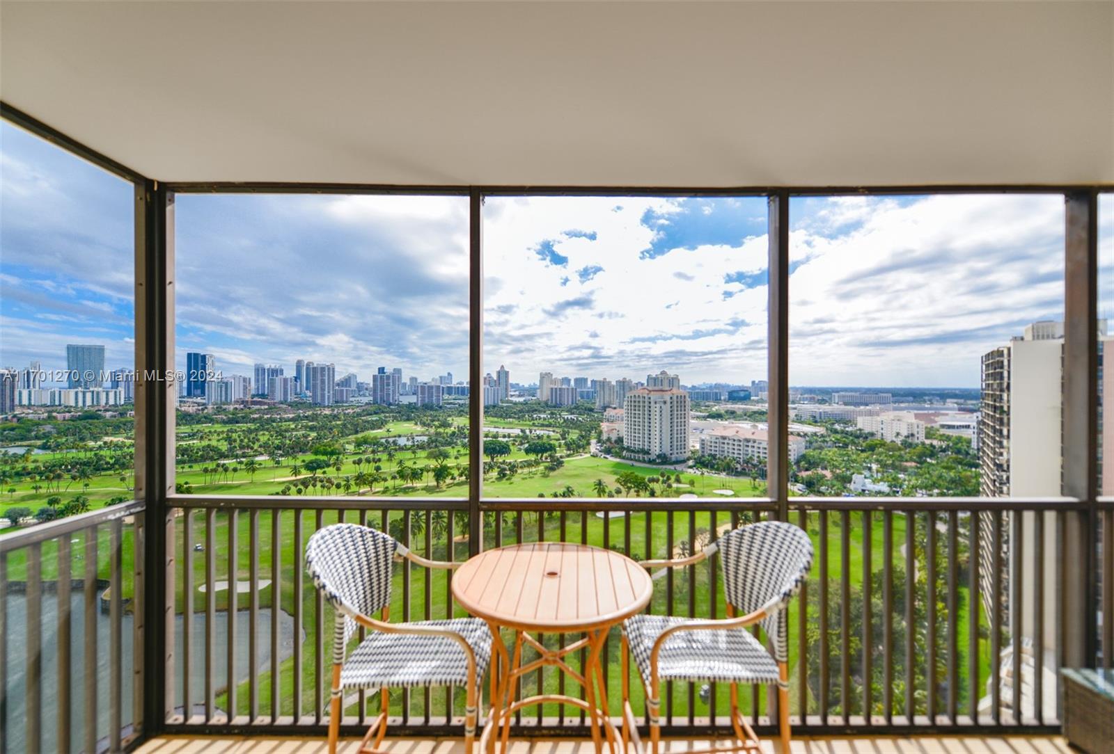 a view of a city from a balcony